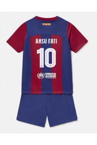 Fotbalové Dres Barcelona Ansu Fati #10 Dětské Domácí Oblečení 2023-24 Krátký Rukáv (+ trenýrky)